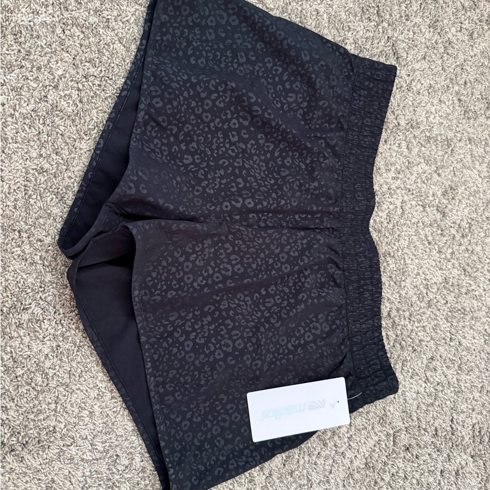 Marika Black Subtle Leopard-Print Women's Athletic Shorts